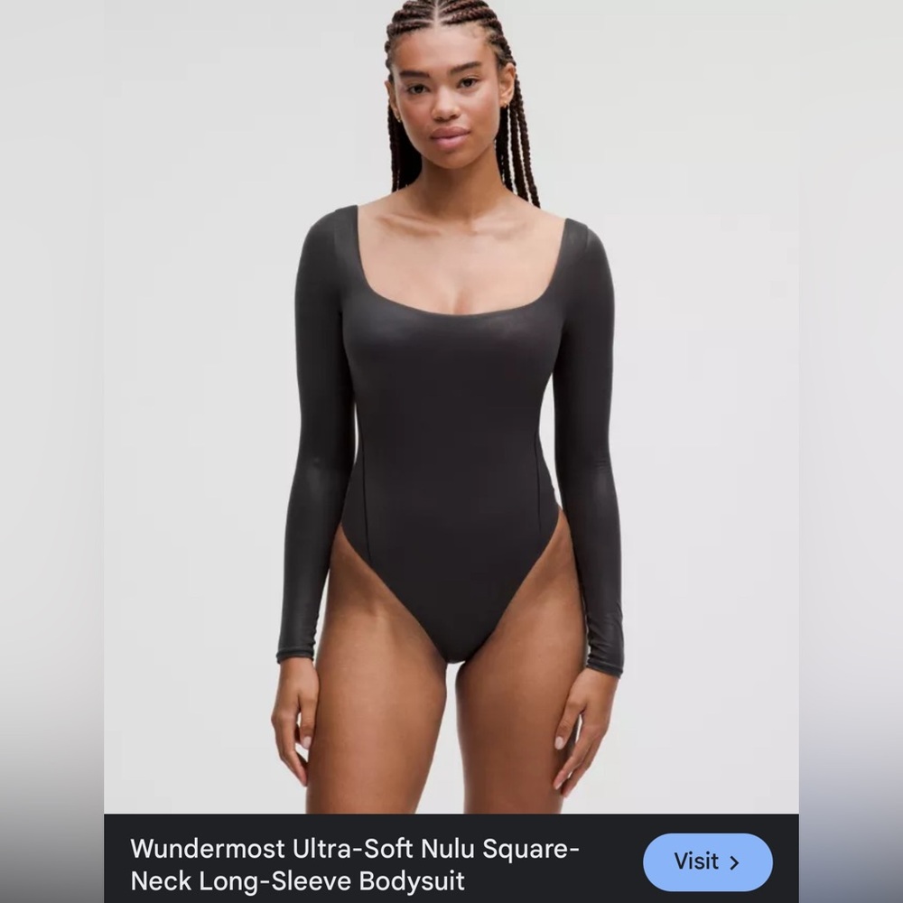 LULULEMON Wundermost Ultra-Soft Nulu Square-Neck Long-Sleeve Bodysuit Shine M